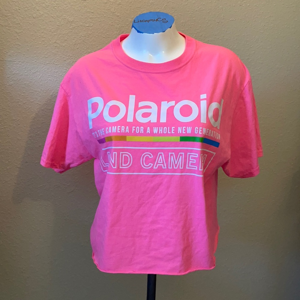 Pink Polaroid crop t shirt
